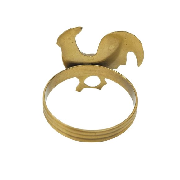 Brass Rooster Napkin Rings 4 Chicken Country Farmhouse Kitchen Decor 1.5"x1.5" - Picture 4 of 12